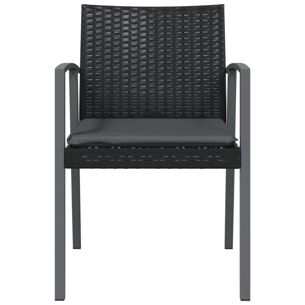 2 db fekete polyrattan kerti szék párnával 56,5 x 57 x 83 cm 4