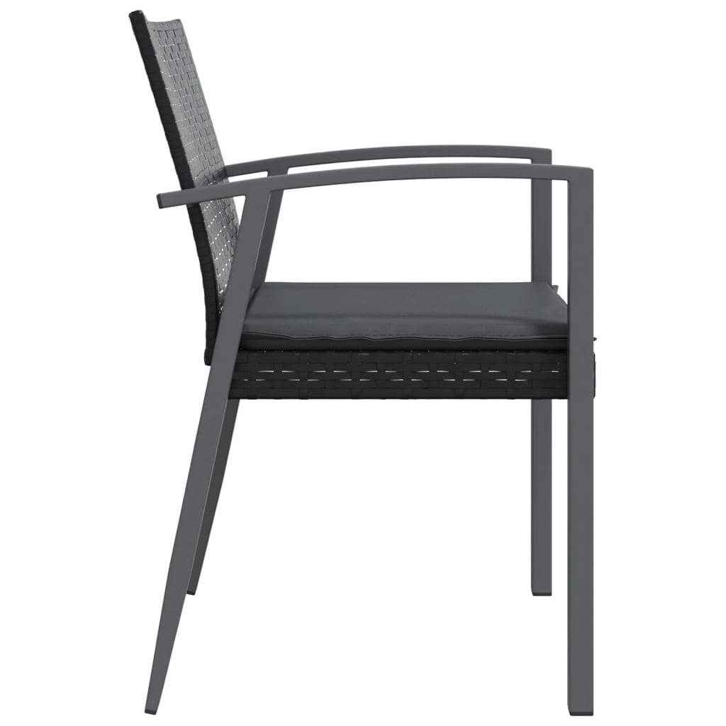 2 db fekete polyrattan kerti szék párnával 56,5 x 57 x 83 cm 5