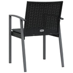2 db fekete polyrattan kerti szék párnával 56,5 x 57 x 83 cm 6