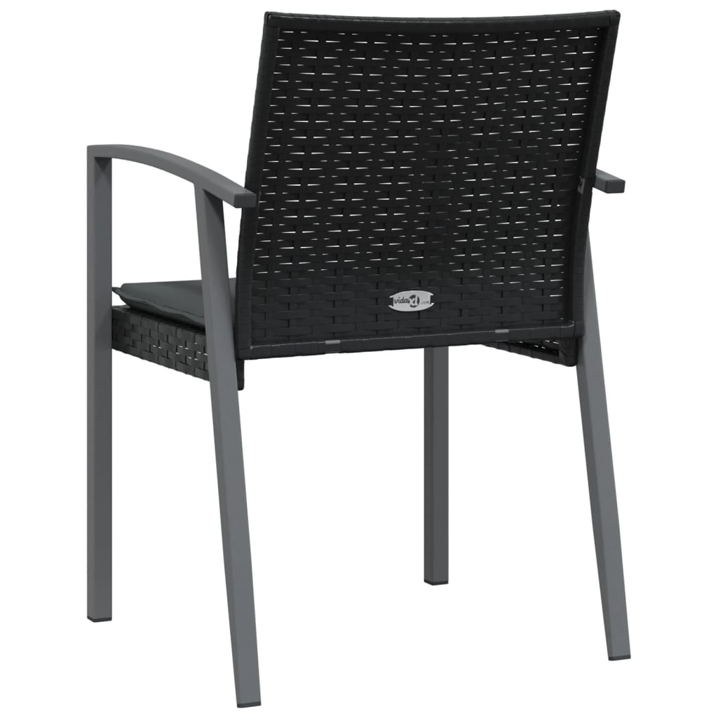 2 db fekete polyrattan kerti szék párnával 56,5 x 57 x 83 cm 6