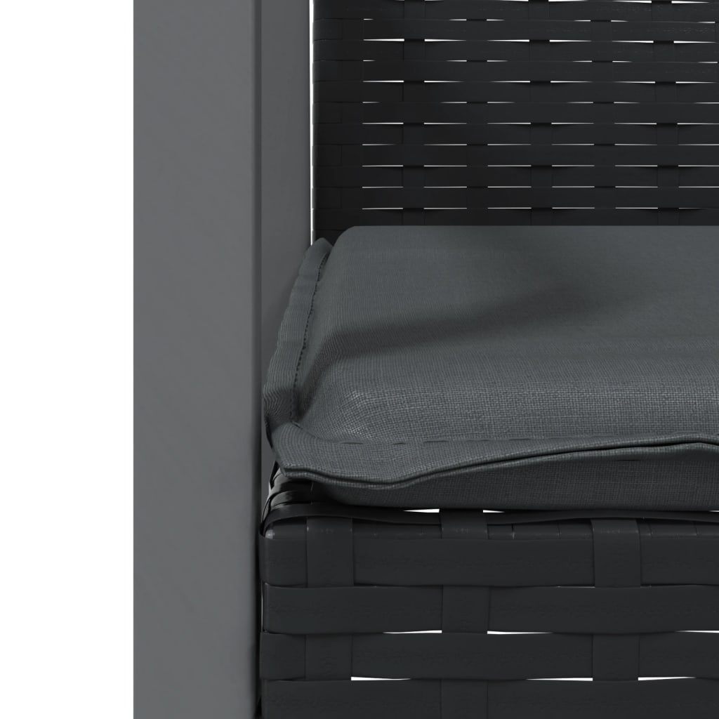 2 db fekete polyrattan kerti szék párnával 56,5 x 57 x 83 cm 7