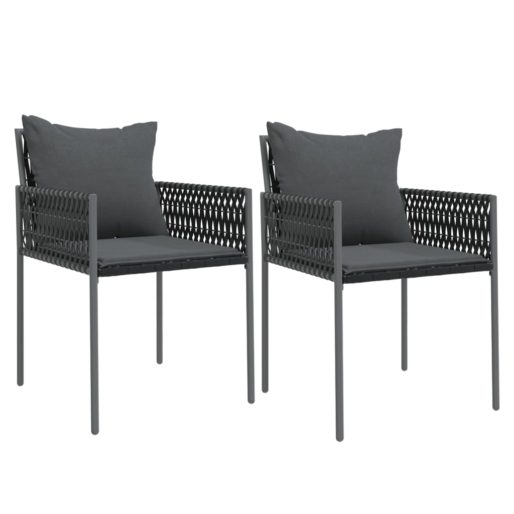 2 db fekete polyrattan kerti szék párnával 54 x 61 x 83 cm 2