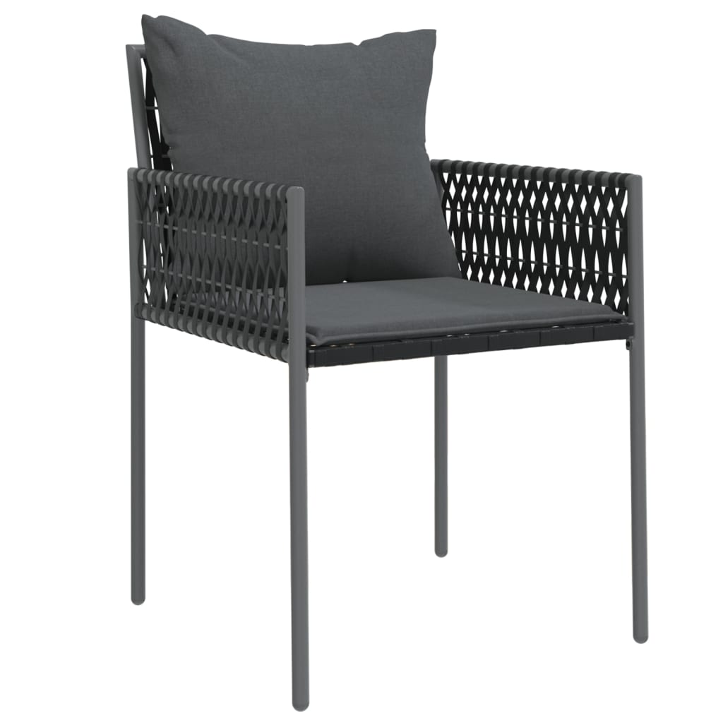 2 db fekete polyrattan kerti szék párnával 54 x 61 x 83 cm 3
