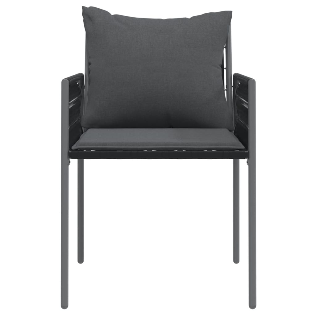 2 db fekete polyrattan kerti szék párnával 54 x 61 x 83 cm 4