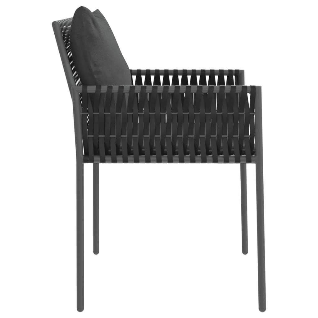 2 db fekete polyrattan kerti szék párnával 54 x 61 x 83 cm 5