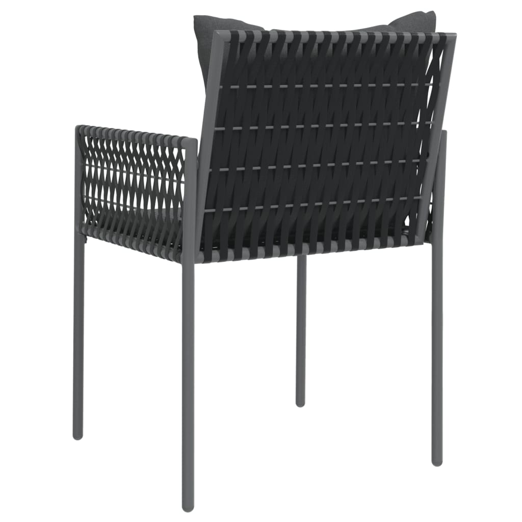 2 db fekete polyrattan kerti szék párnával 54 x 61 x 83 cm 6