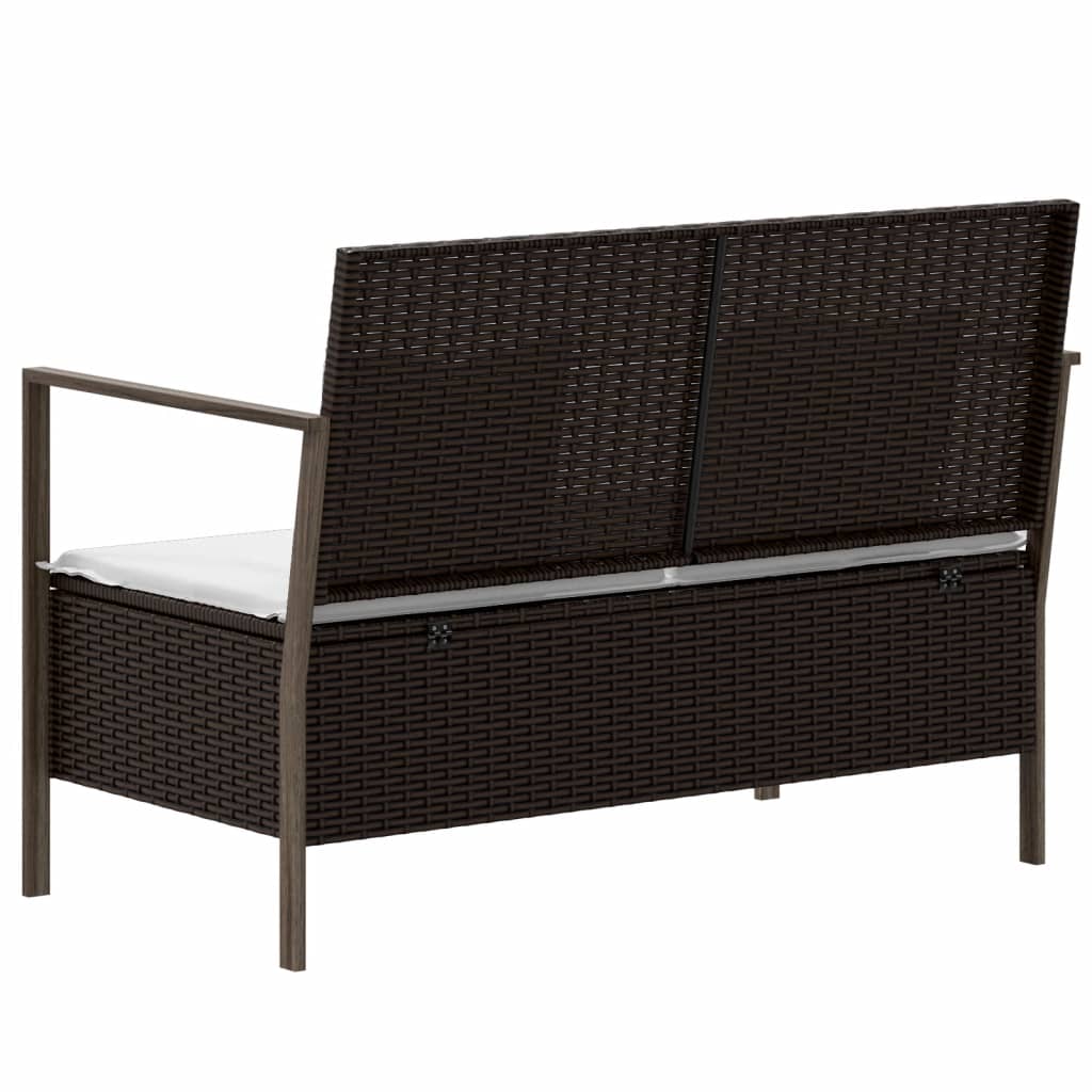 2 személyes barna polyrattan kerti kanapé párnával 5