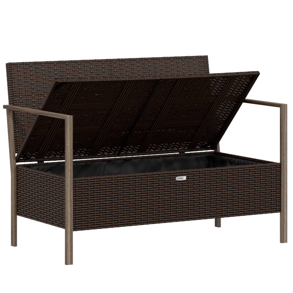 2 személyes barna polyrattan kerti kanapé párnával 6