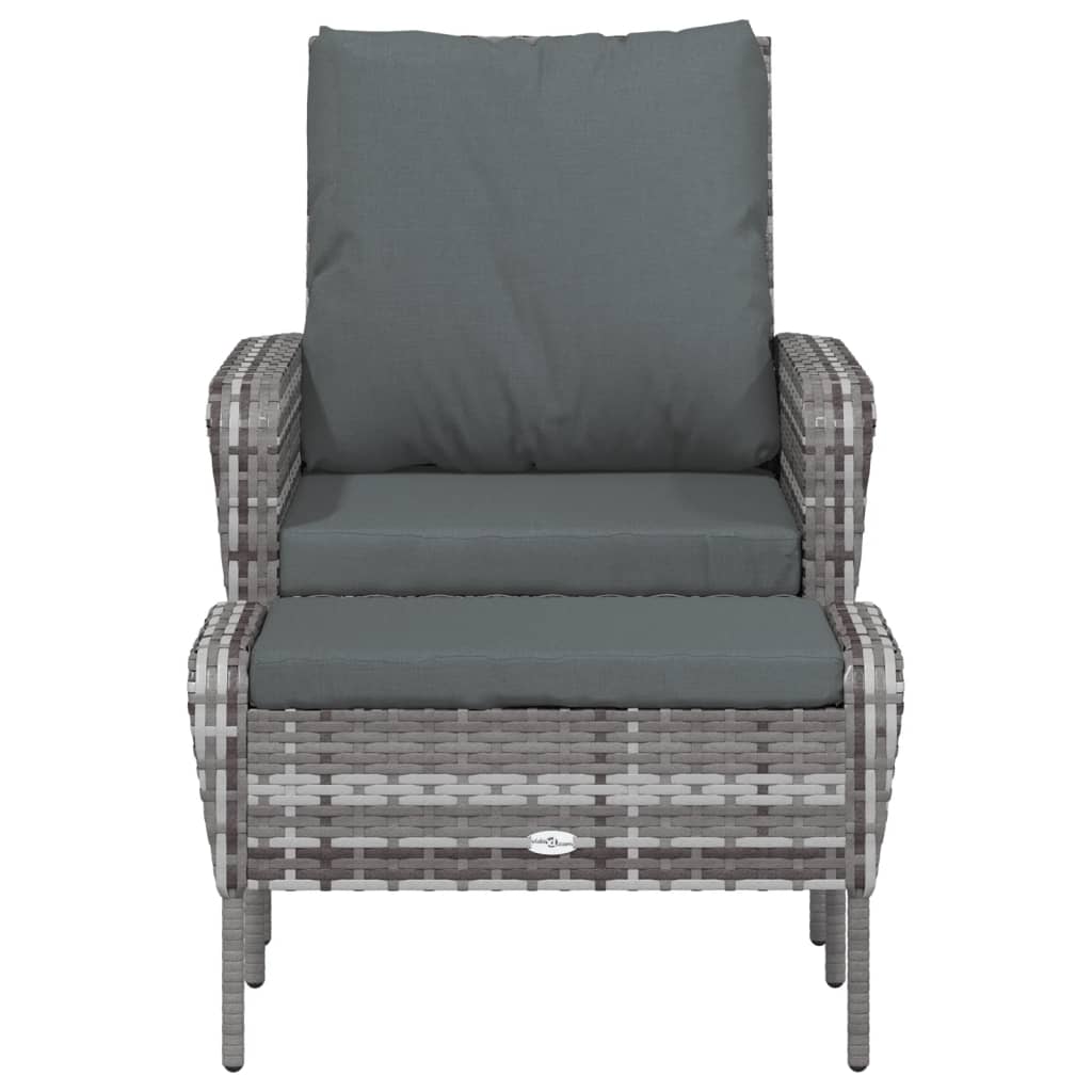 Szürke polyrattan kerti szék lábtartóval 3