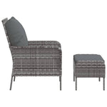 Szürke polyrattan kerti szék lábtartóval 4