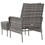 Szürke polyrattan kerti szék lábtartóval 5
