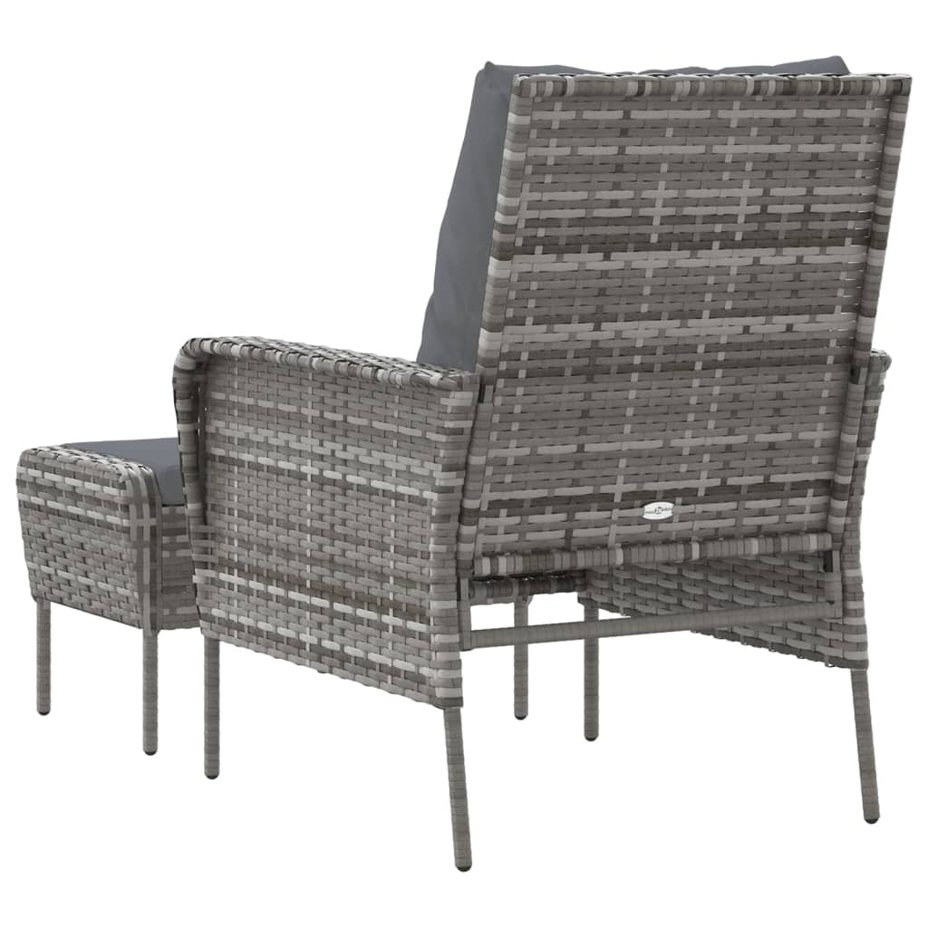 Szürke polyrattan kerti szék lábtartóval 5