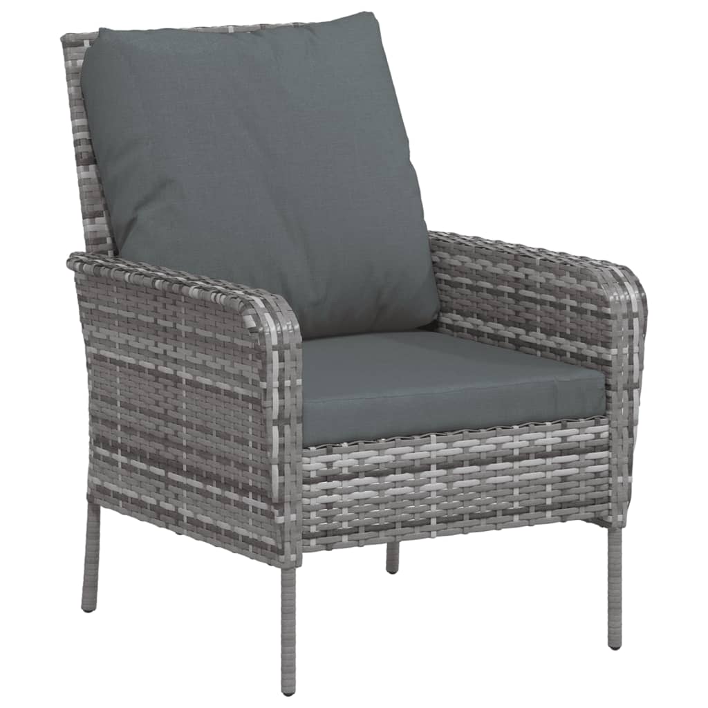 Szürke polyrattan kerti szék lábtartóval 6