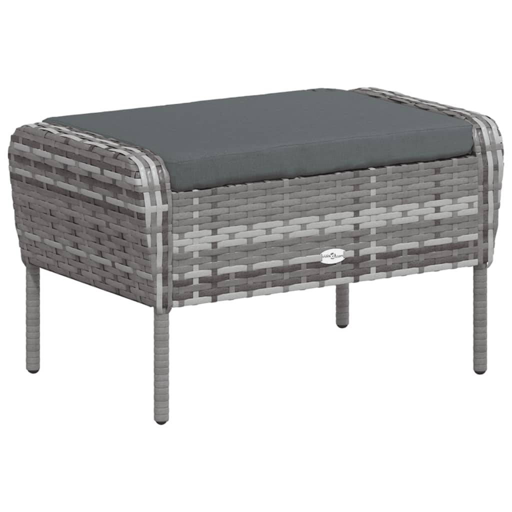 Szürke polyrattan kerti szék lábtartóval 7