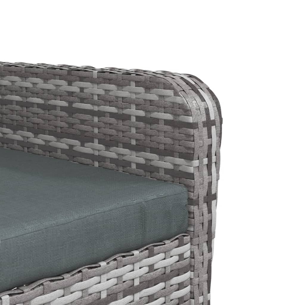 Szürke polyrattan kerti szék lábtartóval 8