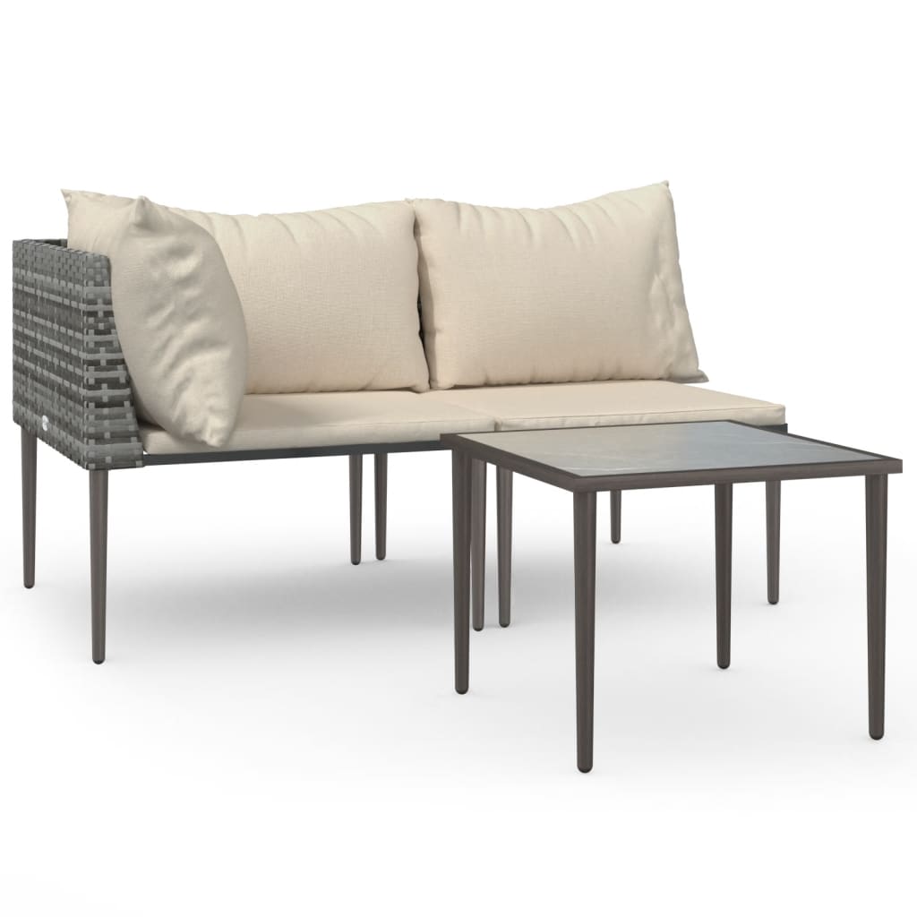 3 részes szürke polyrattan kerti ülőgarnitúra párnákkal 2