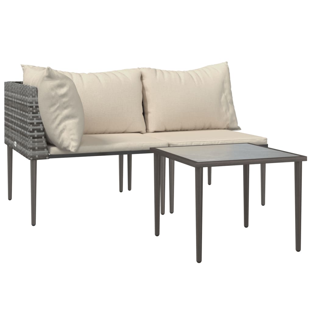 3 részes szürke polyrattan kerti ülőgarnitúra párnákkal 3