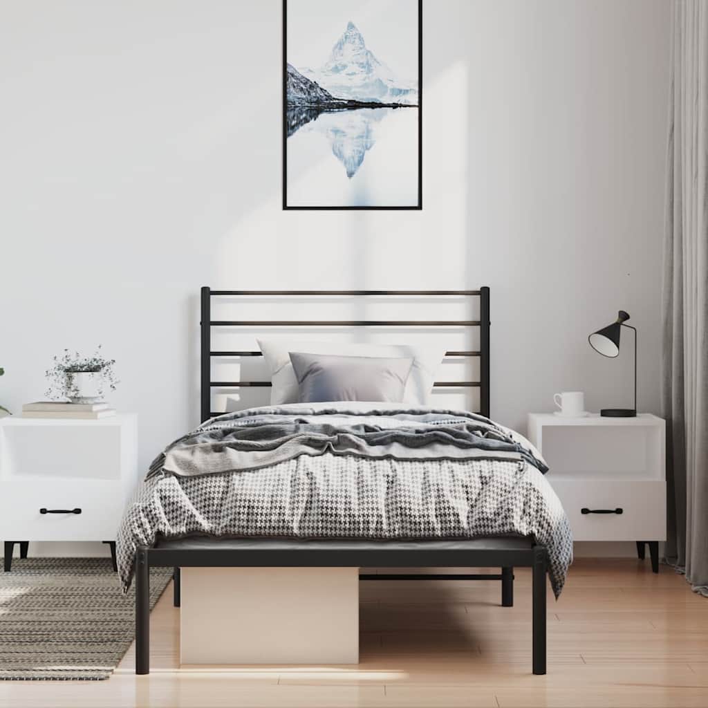 Fekete fém ágykeret fejtámlával 100 x 200 cm 3