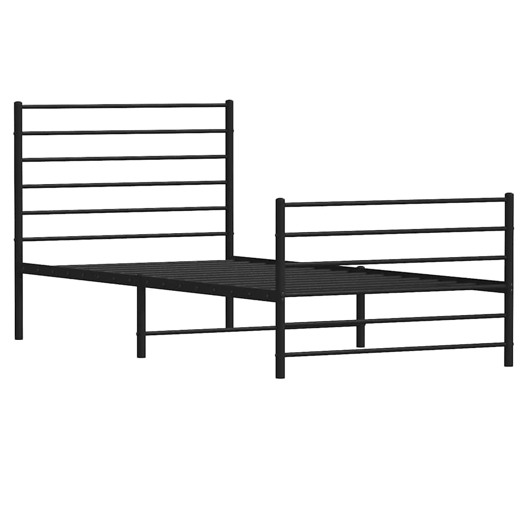 Fekete fém ágykeret fej- és lábtámlával 107 x 203 cm 5
