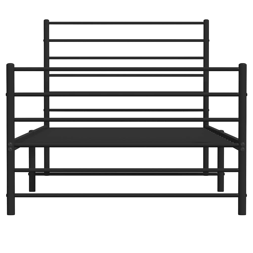 Fekete fém ágykeret fej- és lábtámlával 107 x 203 cm 6