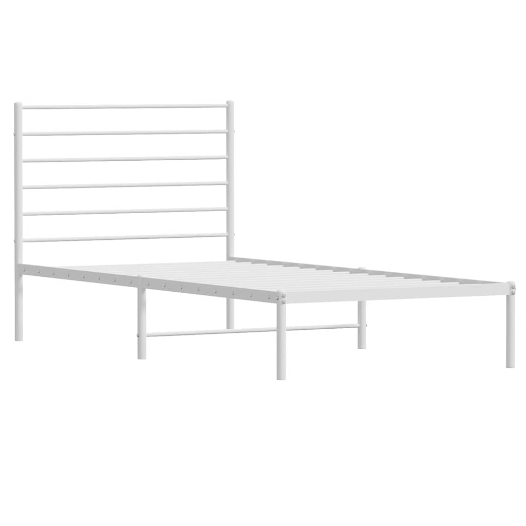 Fehér fém ágykeret fejtámlával 90x200 cm 3