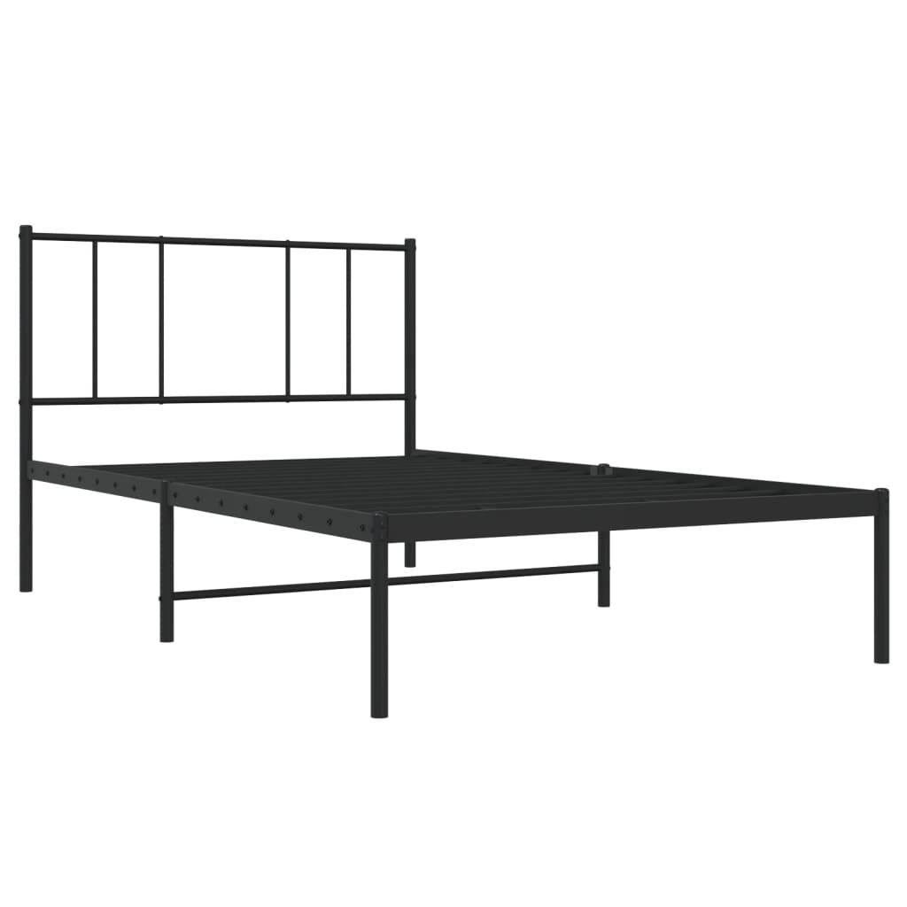 Fekete fém ágykeret fejtámlával 90 x 200 cm 3