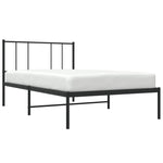Fekete fém ágykeret fejtámlával 90 x 200 cm 5