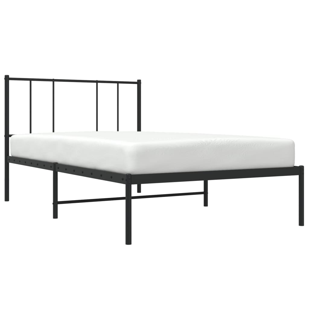 Fekete fém ágykeret fejtámlával 90 x 200 cm 5
