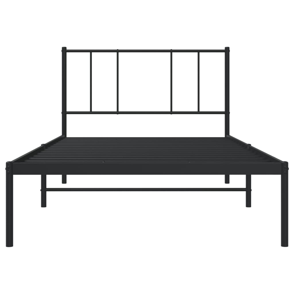 Fekete fém ágykeret fejtámlával 90 x 200 cm 6