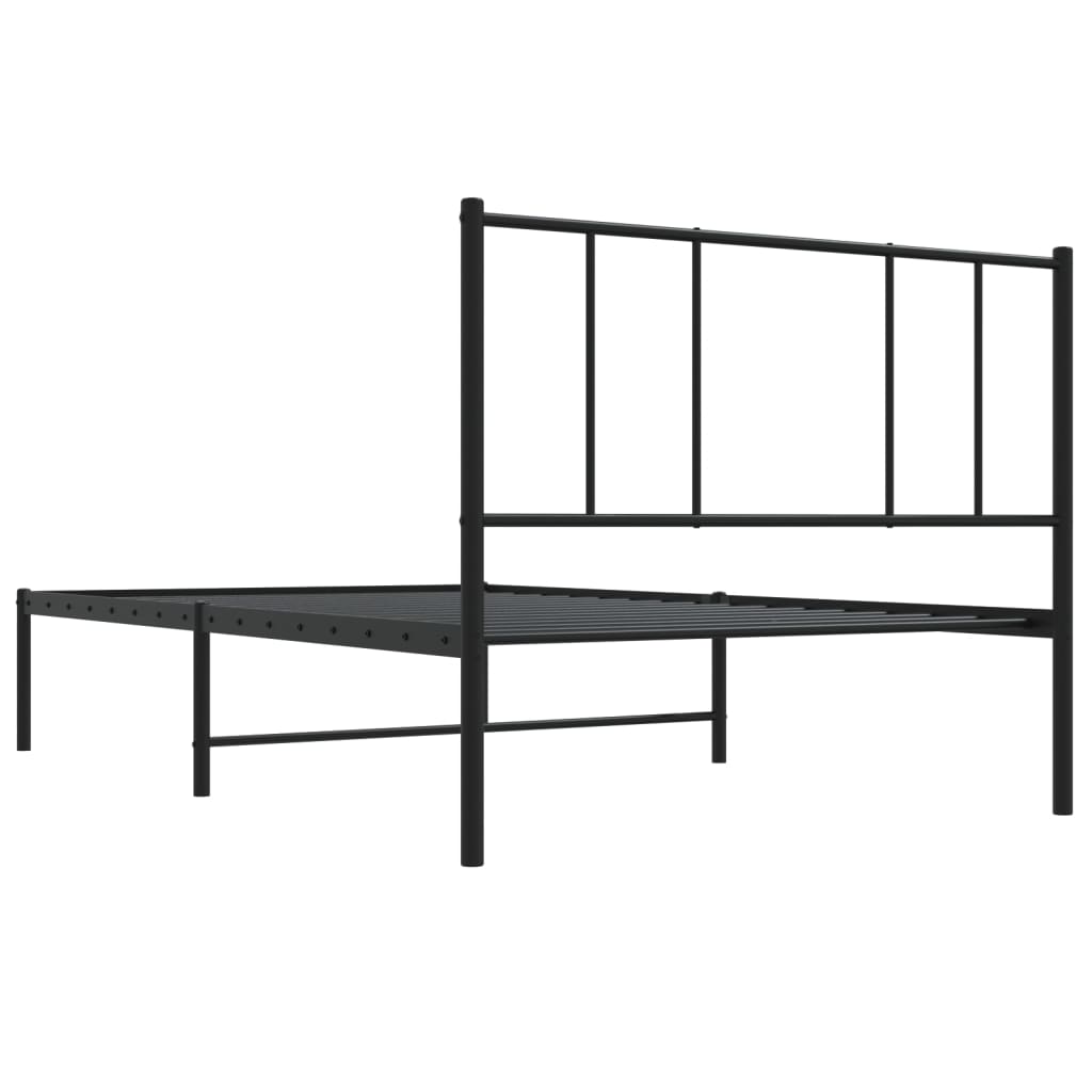 Fekete fém ágykeret fejtámlával 90 x 200 cm 8