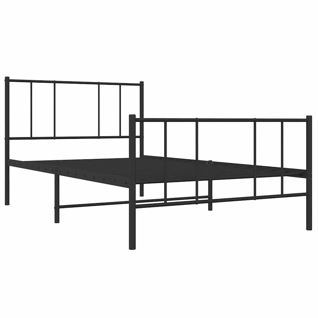 Fekete fém ágykeret fej- és lábtámlával 90 x 190 cm 3