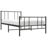 Fekete fém ágykeret fej- és lábtámlával 90 x 190 cm 5
