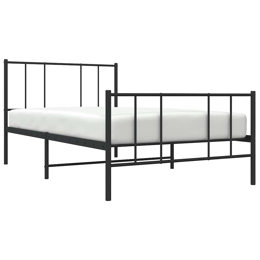 Fekete fém ágykeret fej- és lábtámlával 90 x 190 cm 5