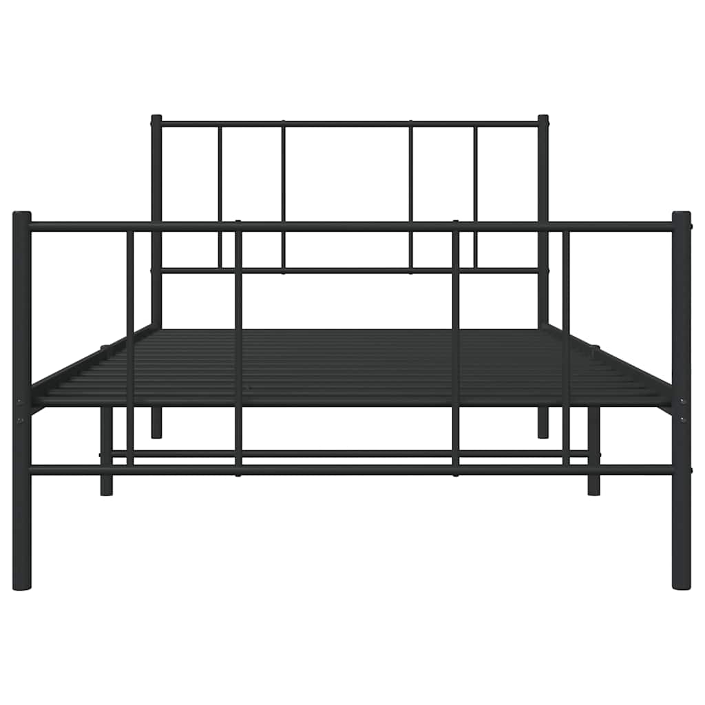 Fekete fém ágykeret fej- és lábtámlával 90 x 190 cm 6