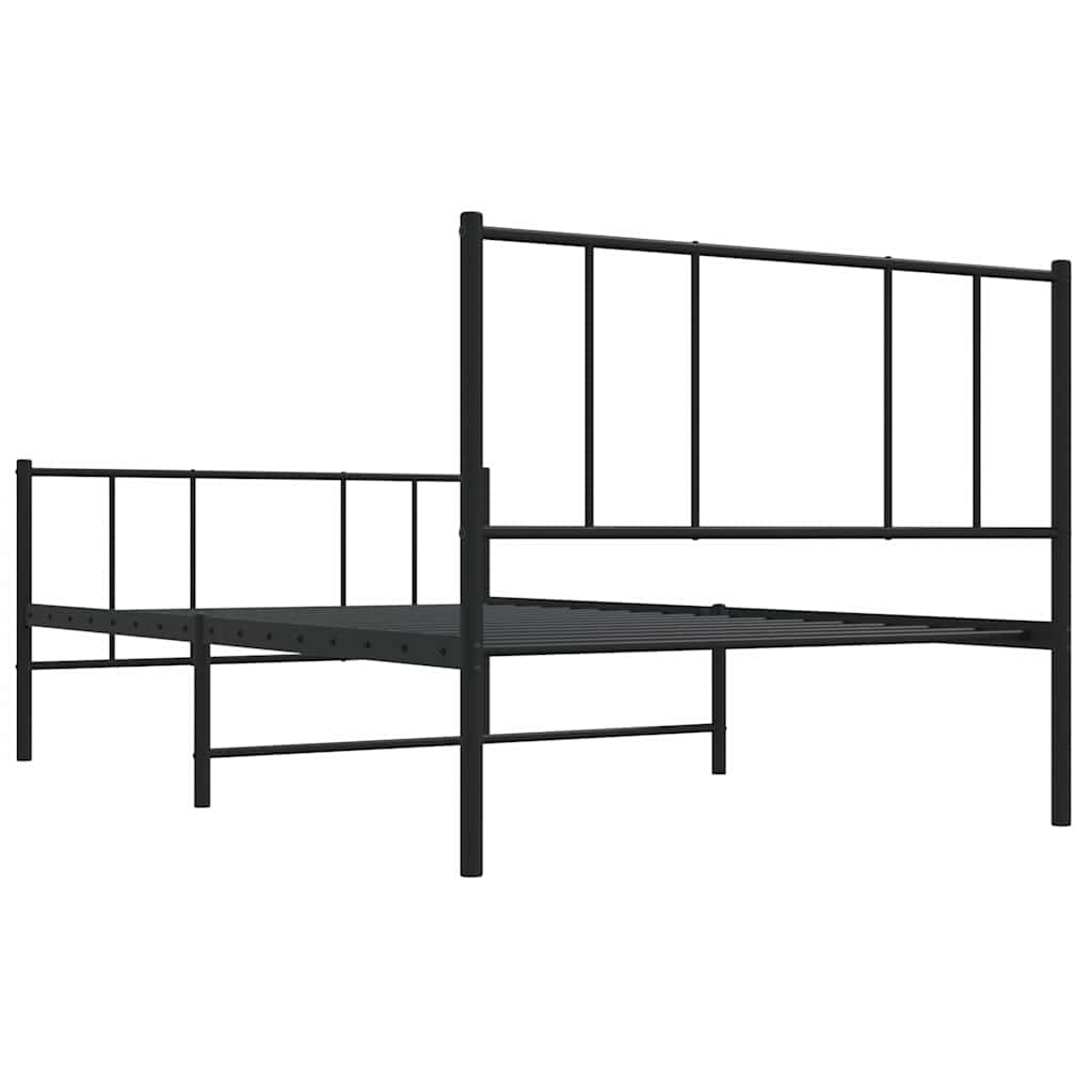 Fekete fém ágykeret fej- és lábtámlával 90 x 190 cm 8