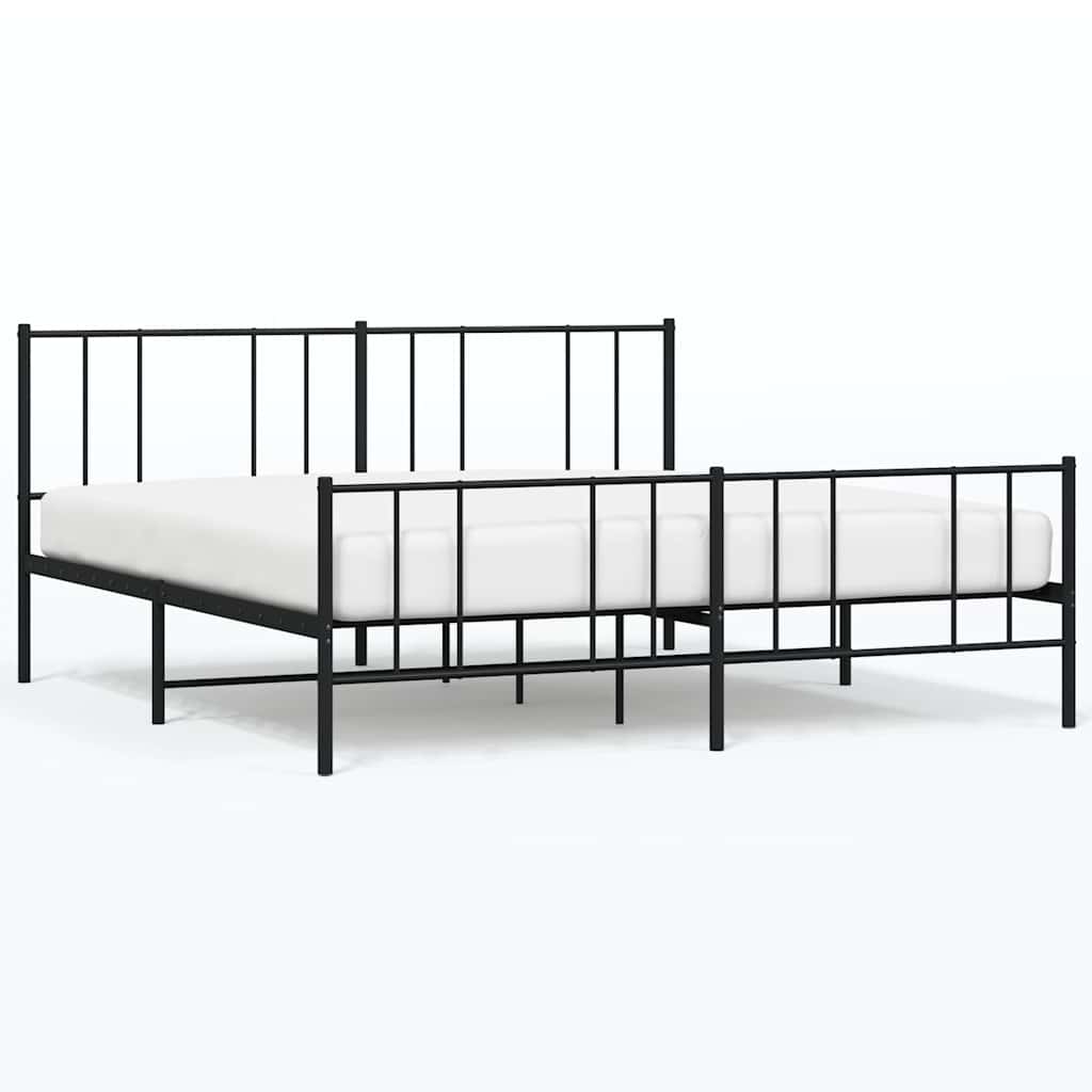 Fekete fém ágykeret fej- és lábtámlával 183 x 213 cm 2