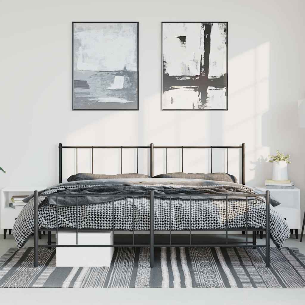 Fekete fém ágykeret fej- és lábtámlával 183 x 213 cm 3