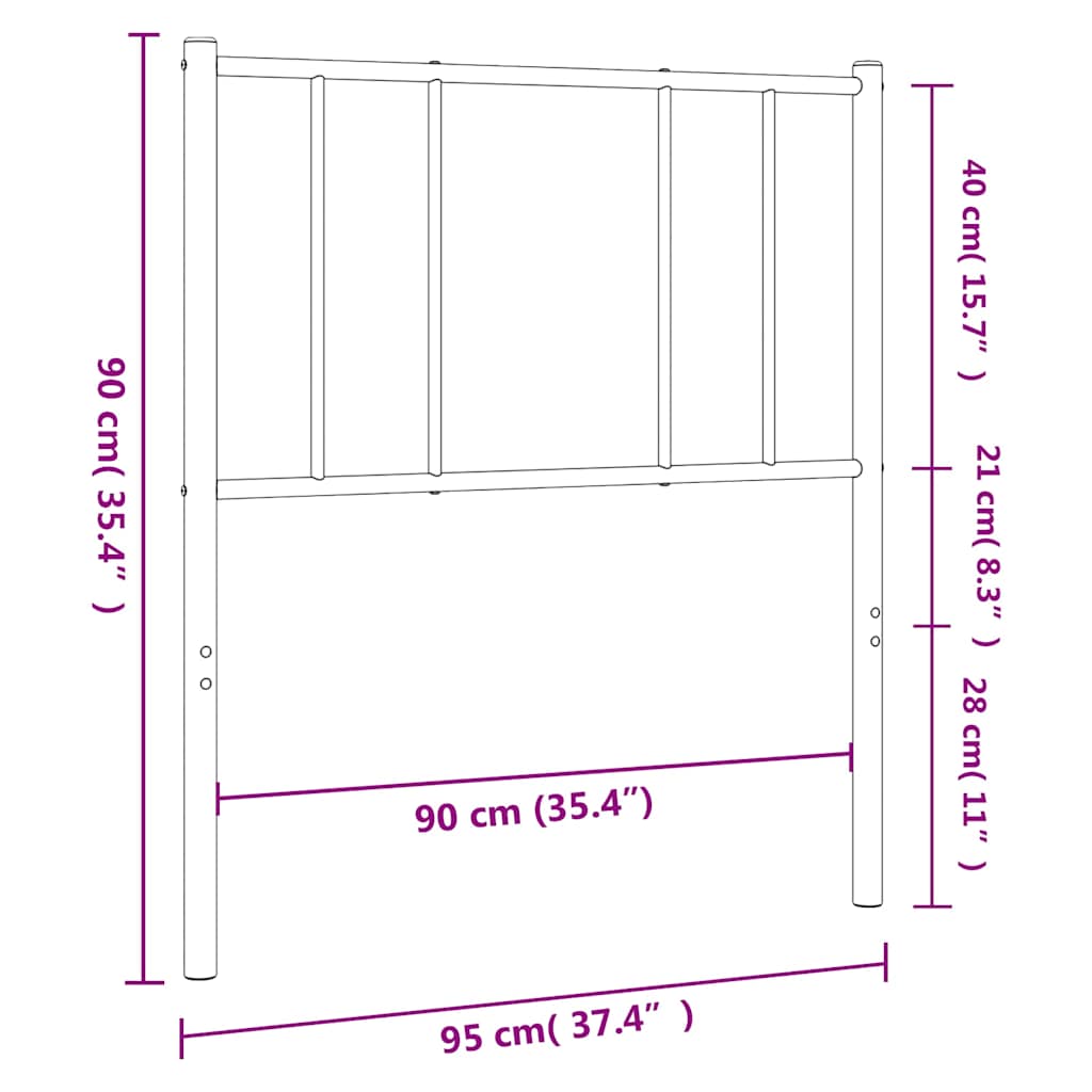Fekete fém csere fejtámla 90 cm 7