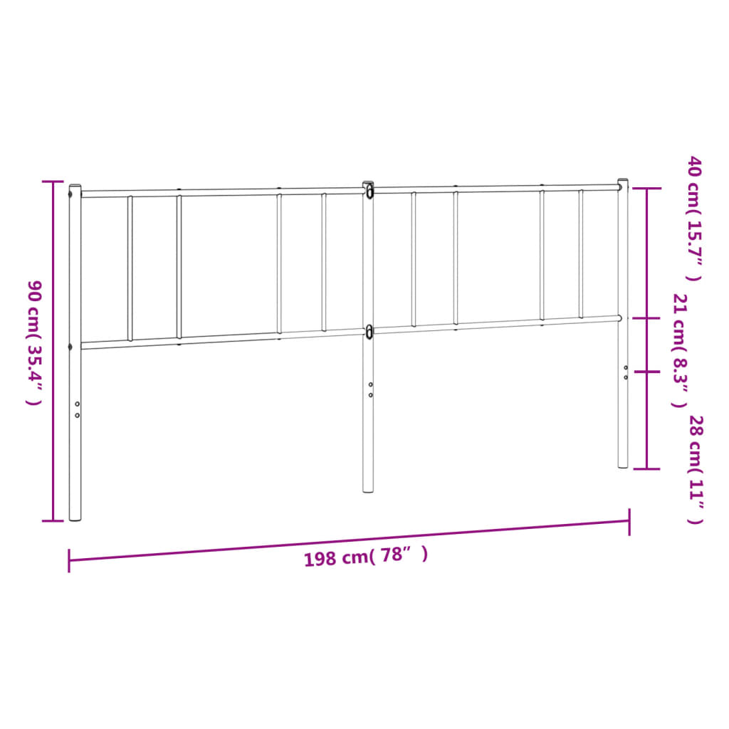 Fekete fém csere fejtámla 193 cm 8