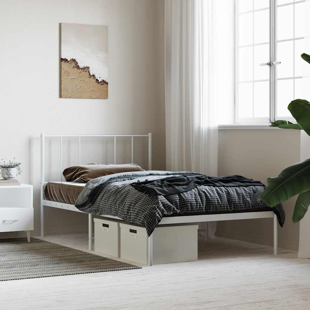 Fehér fém ágykeret fejtámlával 80x200 cm 4