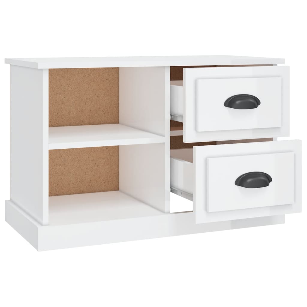 Magasfényű fehér szerelt fa TV-szekrény 73 x 35,5 x 47,5 cm 7