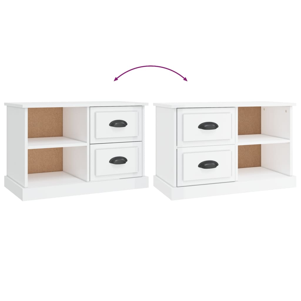 Magasfényű fehér szerelt fa TV-szekrény 73 x 35,5 x 47,5 cm 9