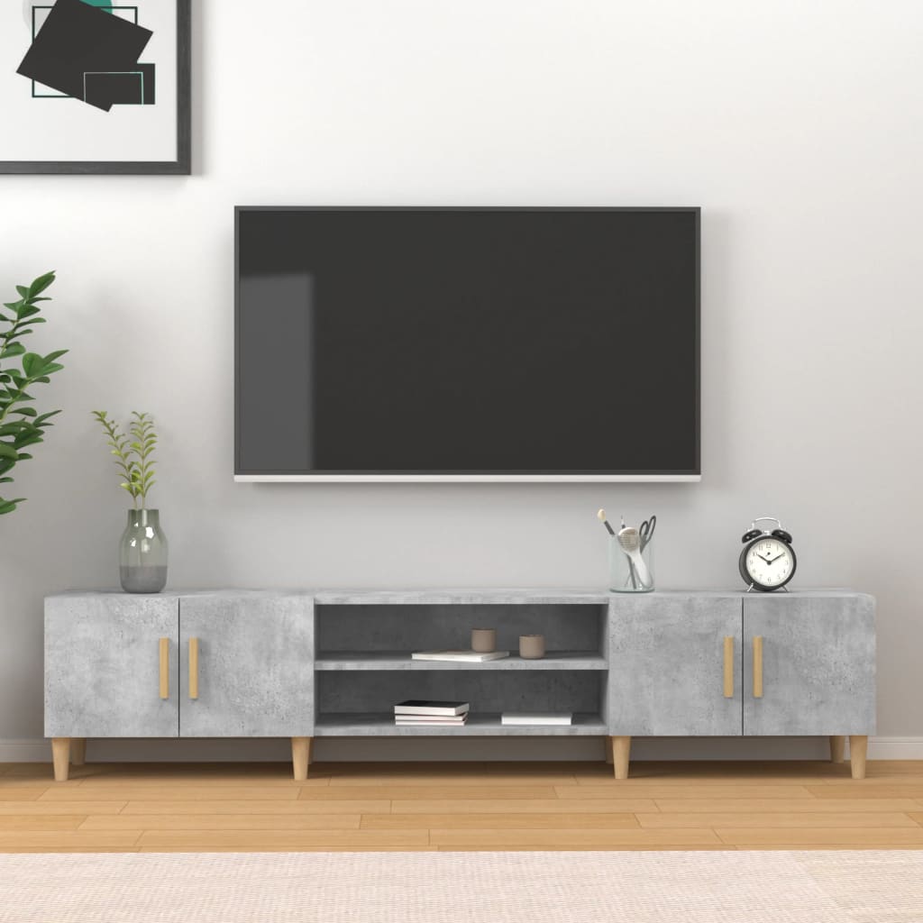 Betonszürke szerelt fa TV-szekrény 180x31,5x40 cm