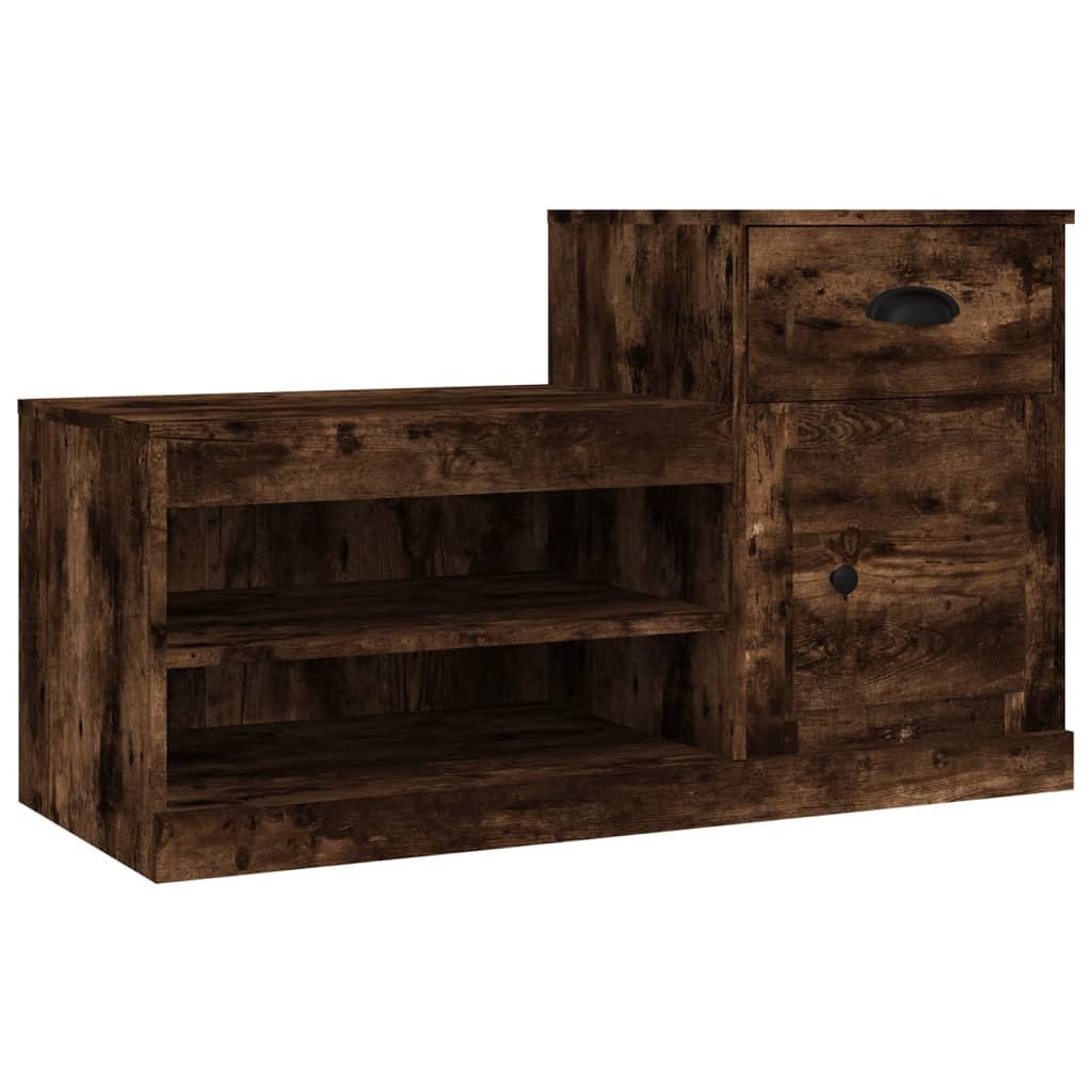 Füstös tölgy színű szerelt fa cipősszekrény 100x42x60 cm 2