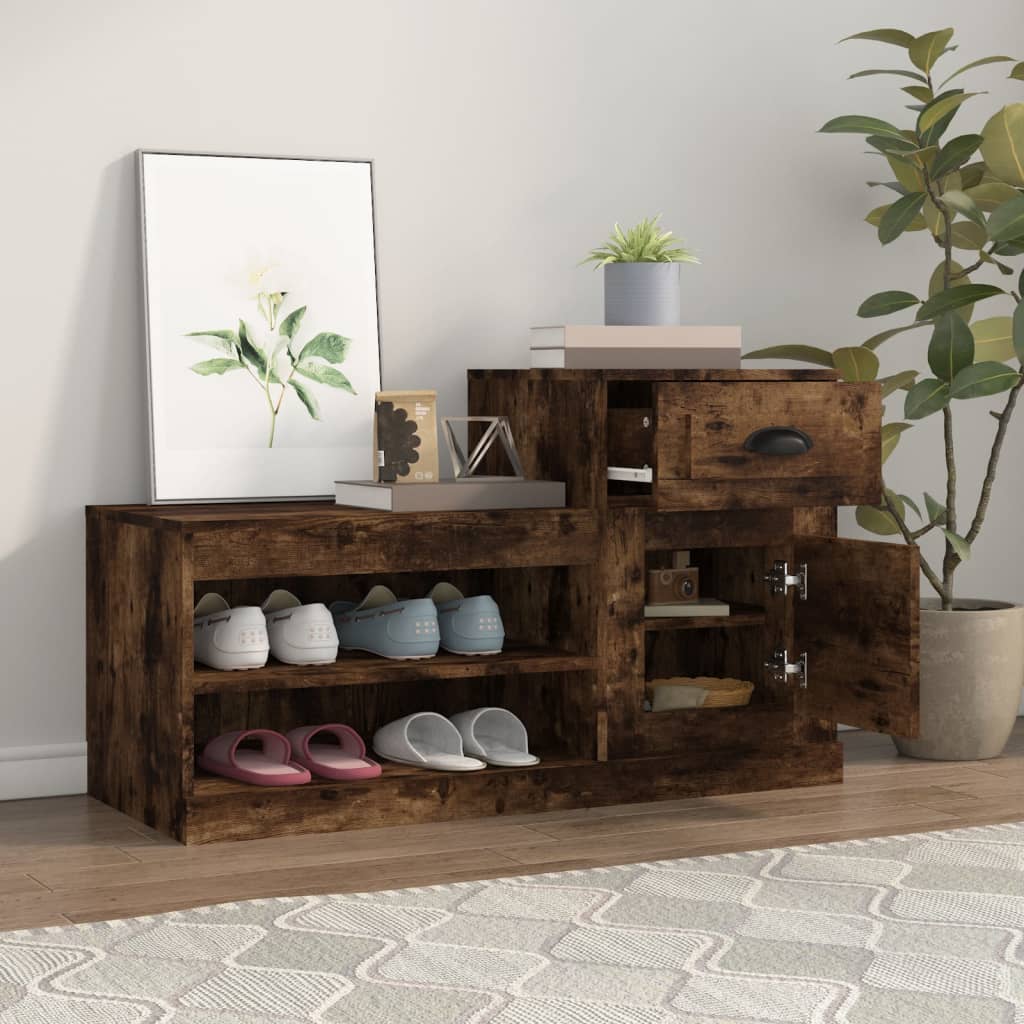 Füstös tölgy színű szerelt fa cipősszekrény 100x42x60 cm 3