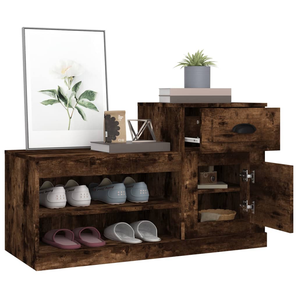 Füstös tölgy színű szerelt fa cipősszekrény 100x42x60 cm 5