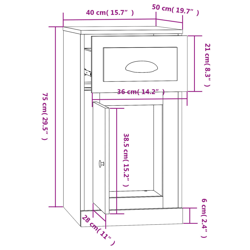 Betonszürke szerelt fa kisszekrény fiókkal 40 x 50 x 75 cm 11