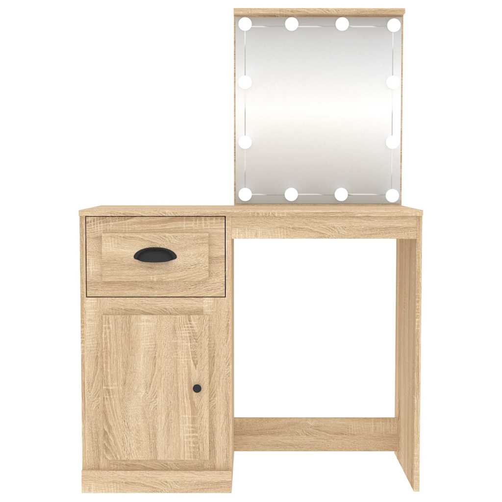 Sonoma tölgy színű LED-es fésülködőasztal 90x50x132,5 cm 6