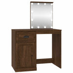 Barna tölgyszínű szerelt fa pipereasztal LED-del 90x50x132,5 cm 2