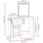 Barna tölgyszínű szerelt fa pipereasztal LED-del 90x50x132,5 cm 14
